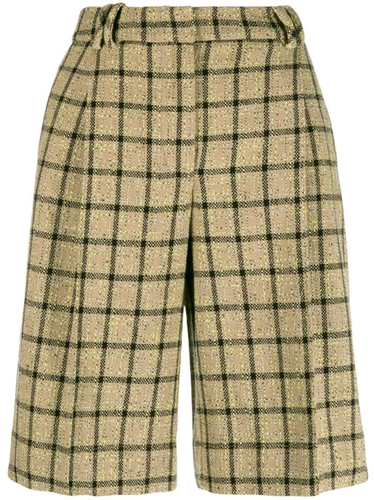 Beige Cropped Tailored Shorts