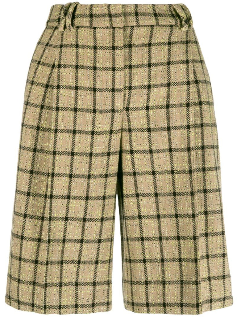 Beige Cropped Tailored Shorts