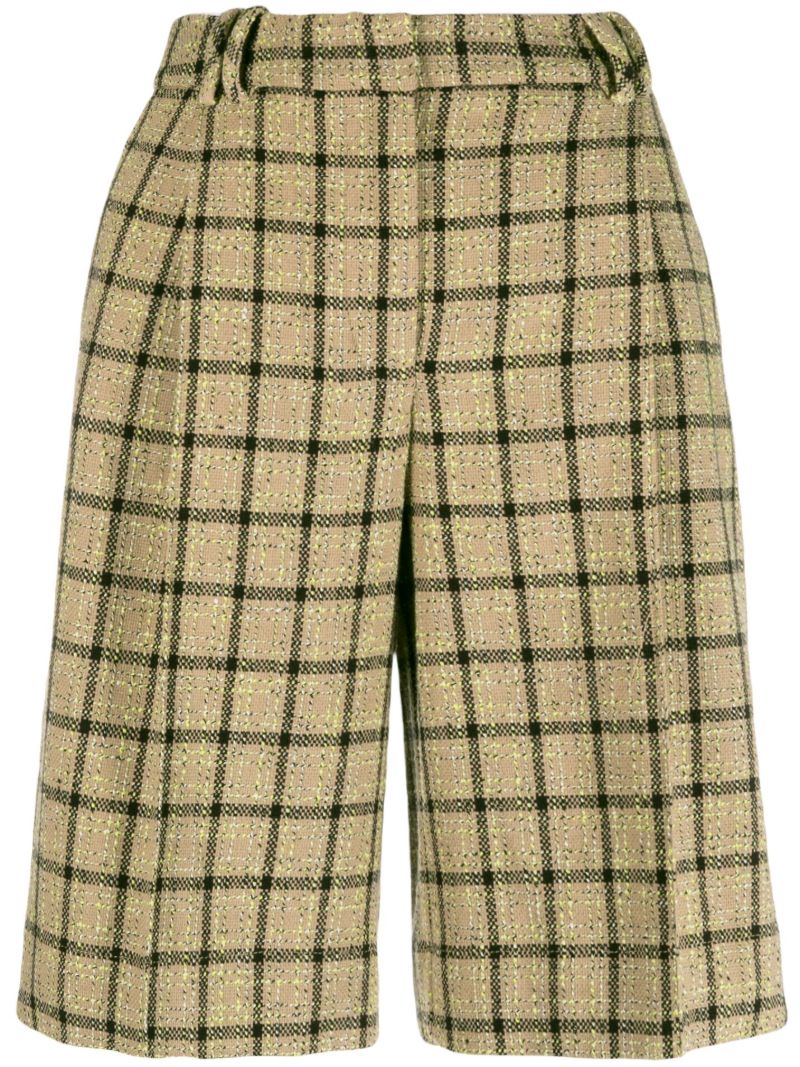 Beige Cropped Tailored Shorts