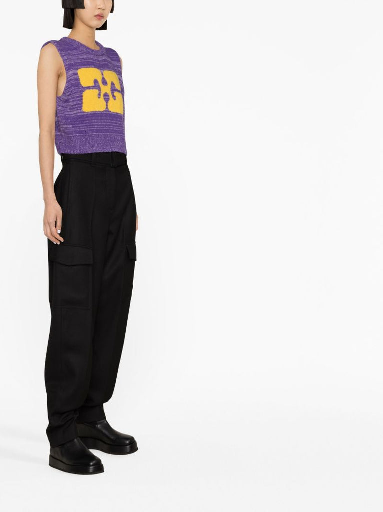Purple Logo Print Knit Vest Top