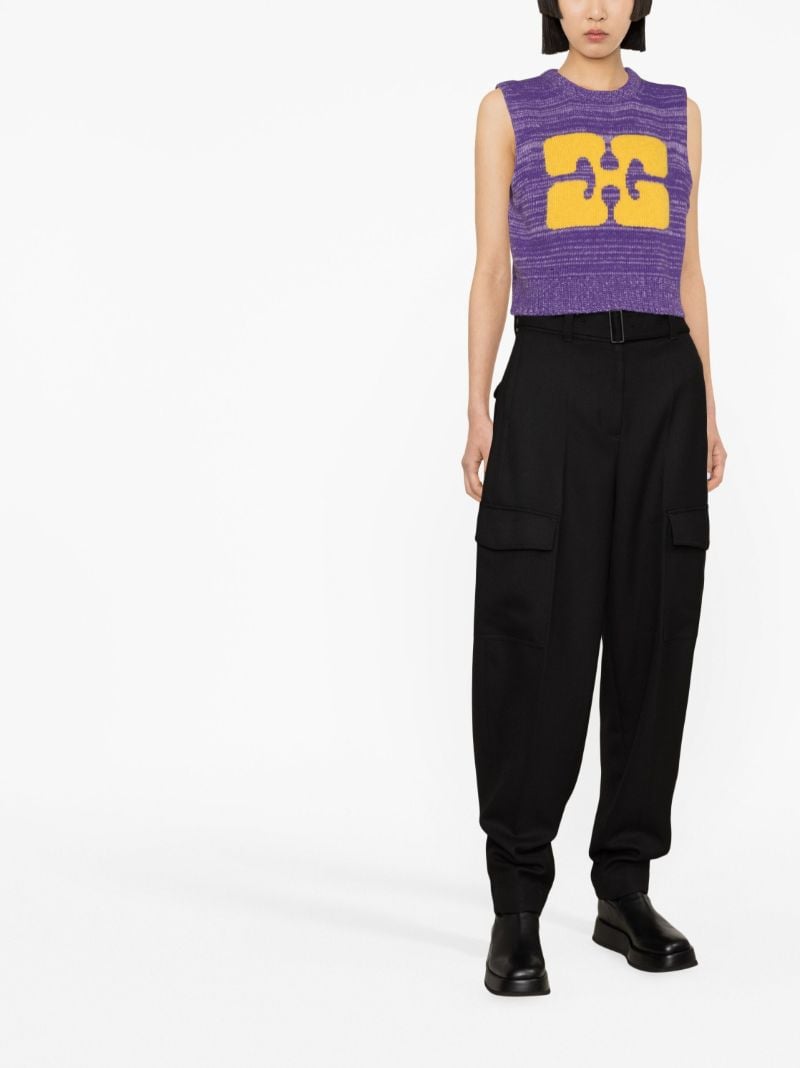 Purple Logo Print Knit Vest Top