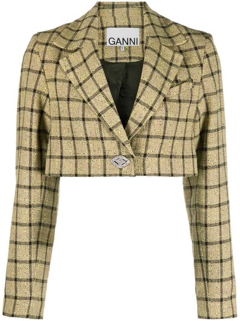 Beige Cropped Tailored Jacket