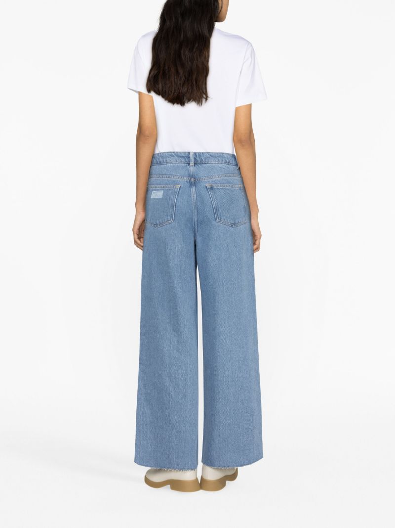 Blue Drawstring Wide-leg Jeans
