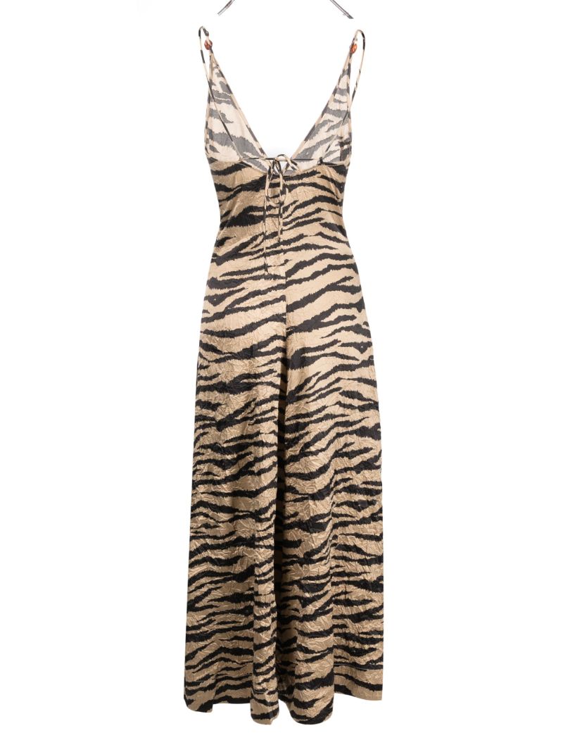 Neutral Crinkled Satin Maxi Strap Dress