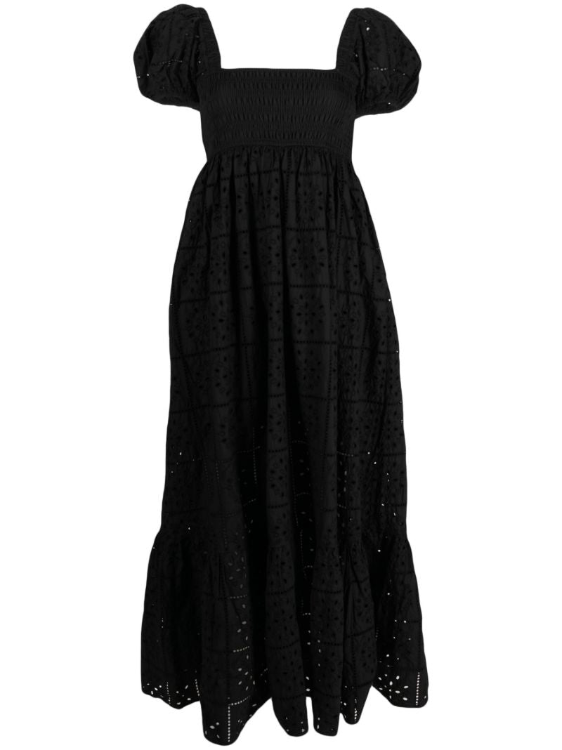 Black Organic Cotton Broderie Anglaise Maxi Dress