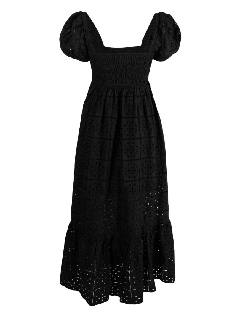Black Organic Cotton Broderie Anglaise Maxi Dress