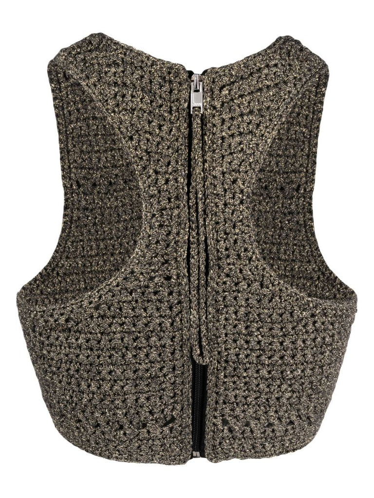 Black Crochet Racerback Tank Top