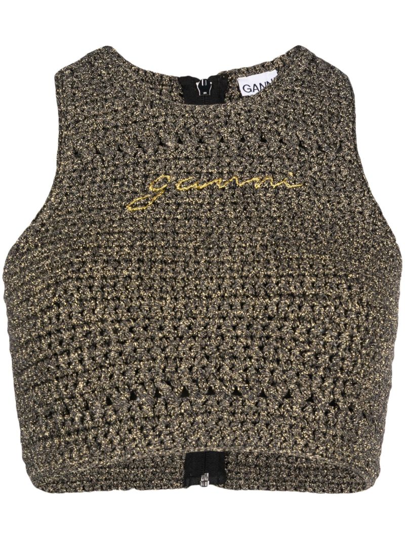 Black Crochet Racerback Tank Top