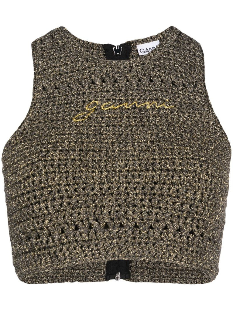 Black Crochet Racerback Tank Top