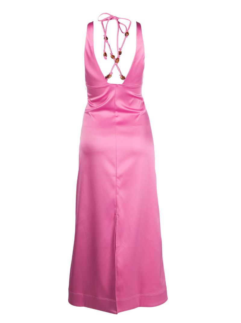 Pink Double Satin Halterneck Midi Dress