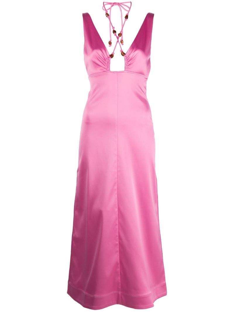 Pink Double Satin Halterneck Midi Dress