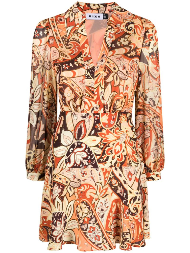Neutral Indy Paisley Print Mini Dress