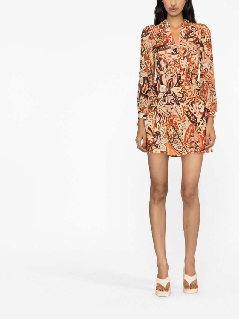 Neutral Indy Paisley Print Mini Dress
