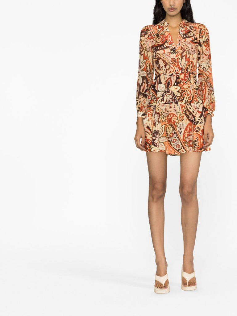 Neutral Indy Paisley Print Mini Dress