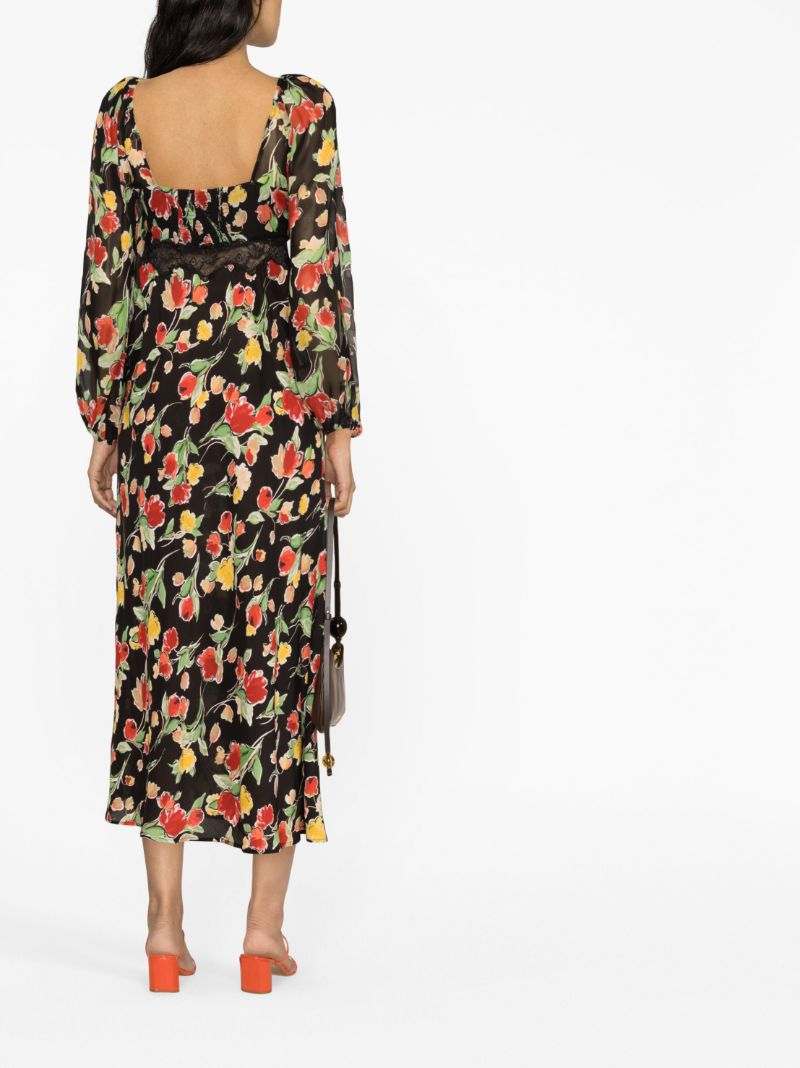 Black Thaleena Fontainhas Floral Dress
