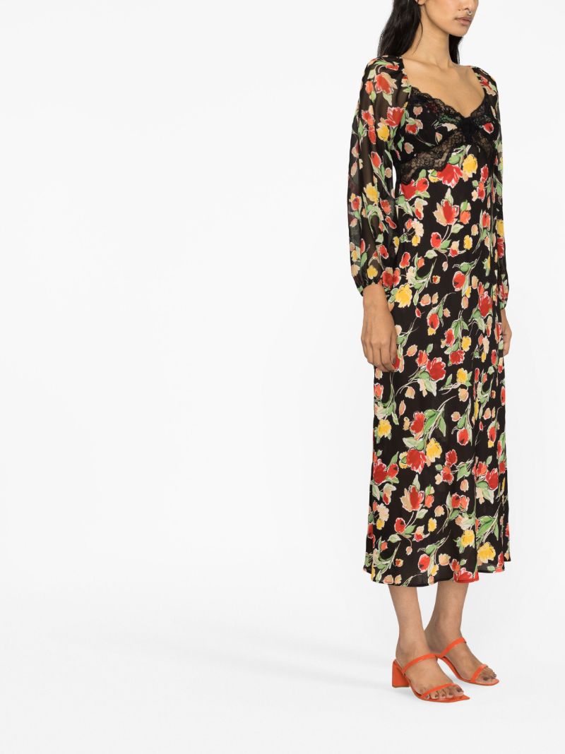 Black Thaleena Fontainhas Floral Dress