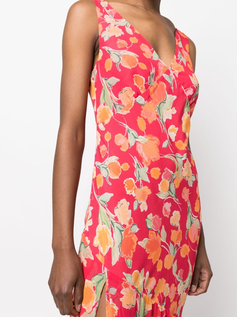 Pink Moniq V-neck Floral Print Maxi Dress