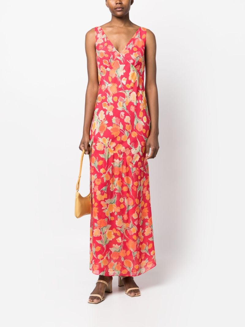 Pink Moniq V-neck Floral Print Maxi Dress