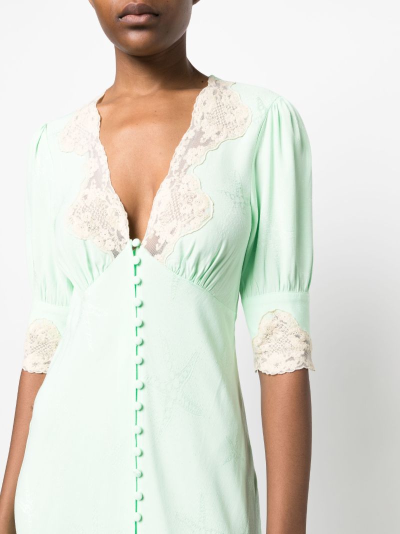 Green Simone Lace-trim Midi Dress