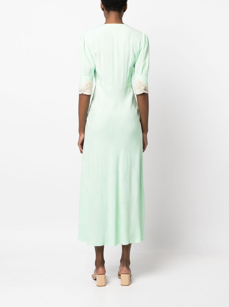 Green Simone Lace-trim Midi Dress