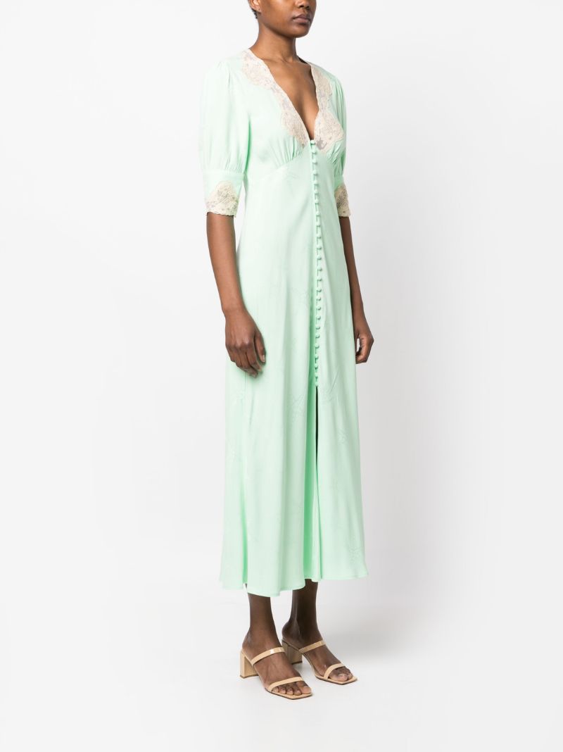 Green Simone Lace-trim Midi Dress