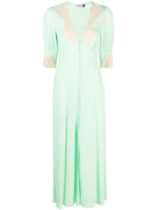 Green Simone Lace-trim Midi Dress