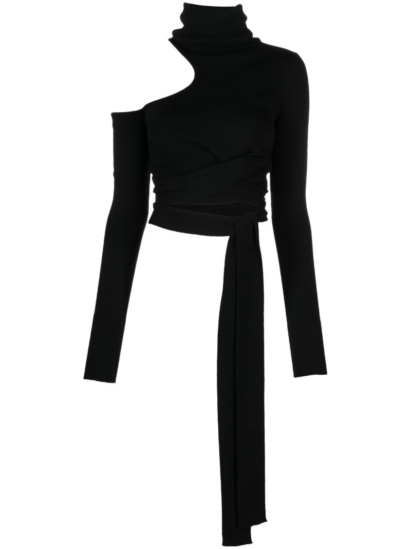 Black Buena Cut-out Wool Top