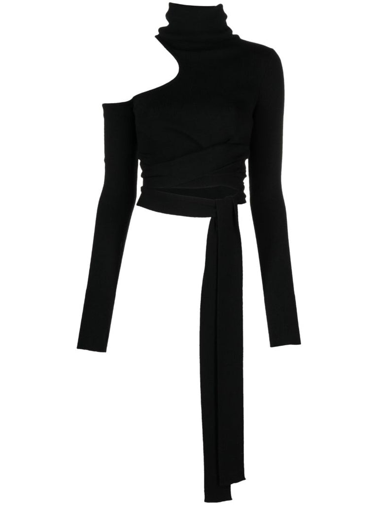 Black Buena Cut-out Wool Top