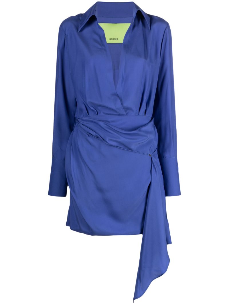 Blue Gravia Silk Draped Dress