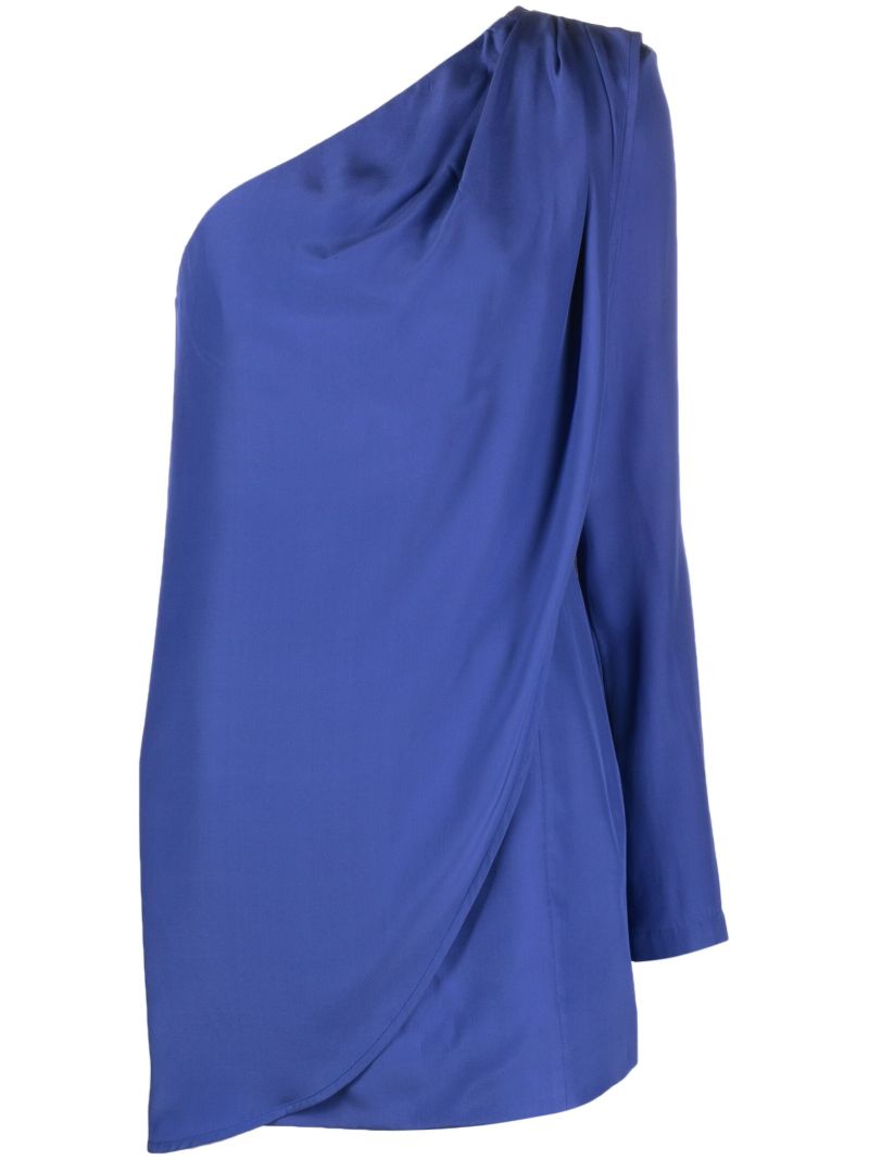 Purple Oria One-shoulder Silk Mini Dress