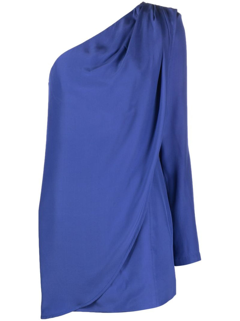 Purple Oria One-shoulder Silk Mini Dress