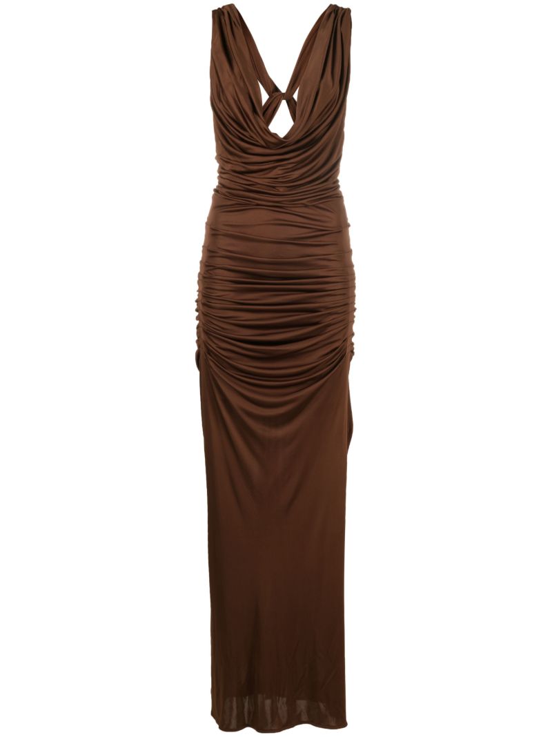 Brown Ina Draped Maxi Dress