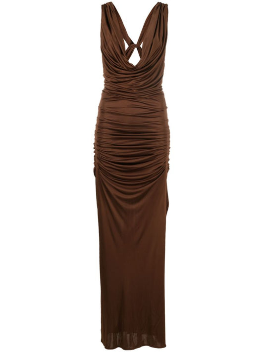 Brown Ina Draped Maxi Dress
