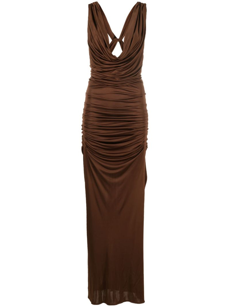 Brown Ina Draped Maxi Dress
