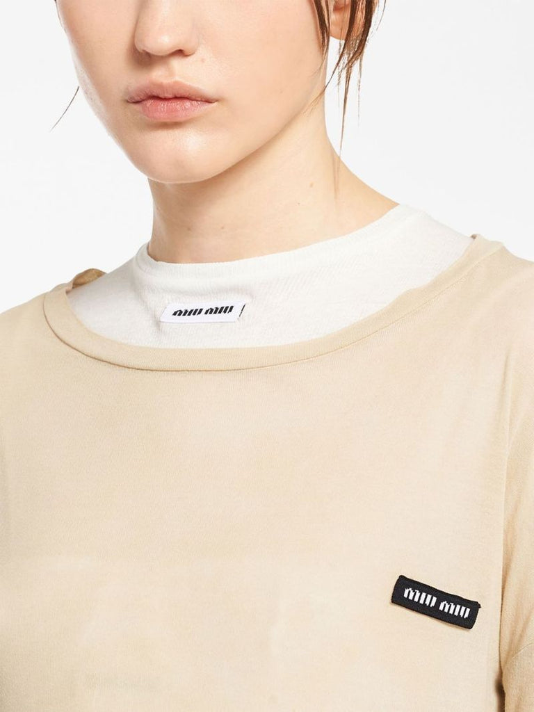 Neutral Logo Patch Cotton Jumper Dress