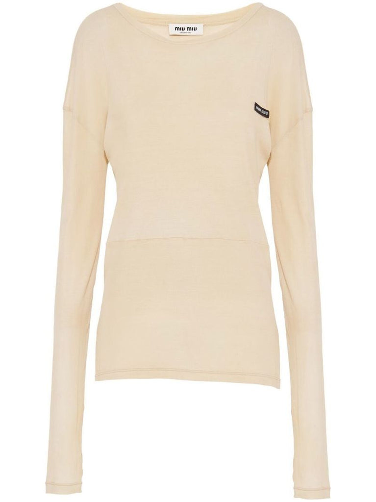 Neutral Logo Patch Cotton Jumper Dress