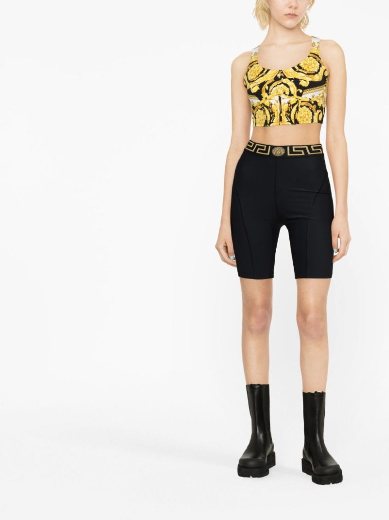 Black Barocco Print Crop Top