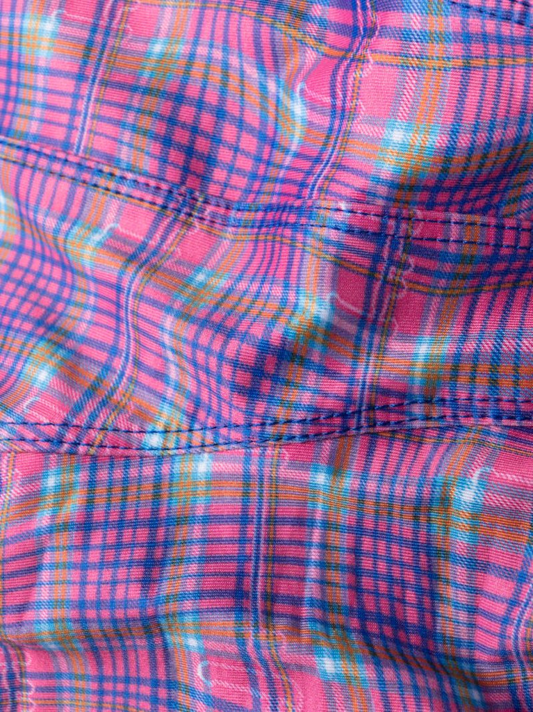 Pink Fitted Tankini Plaid Bikini Top