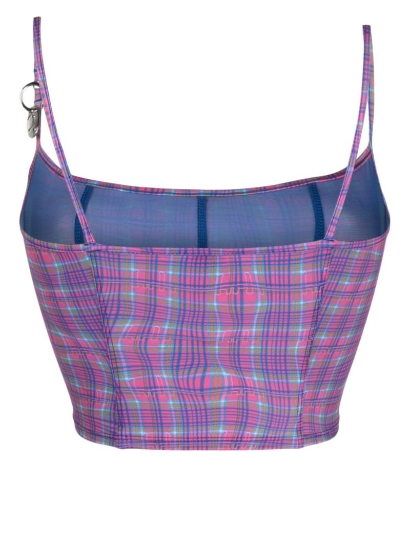 Pink Fitted Tankini Plaid Bikini Top