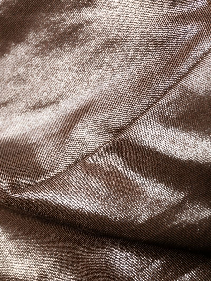 Brown Metallic One-shoulder Swimsuit