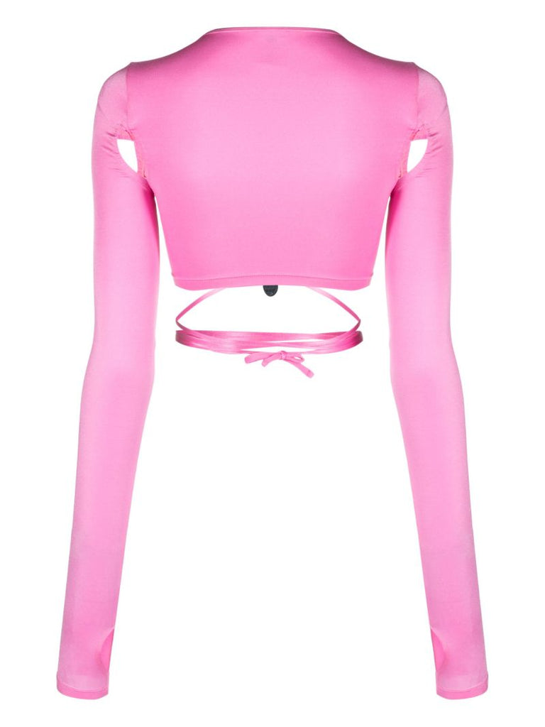 Pink Crystal Cut-out Rash Guard Top