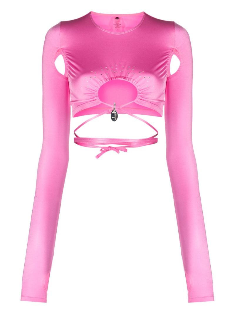 Pink Crystal Cut-out Rash Guard Top
