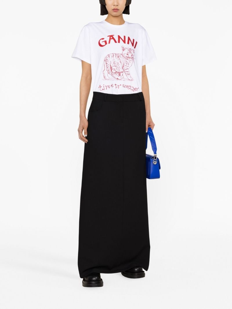 White Future Cat Print T-shirt