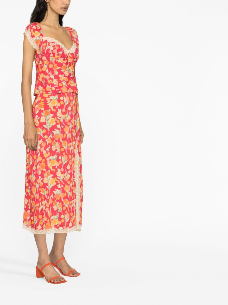 Red Rosella Floral Print Top