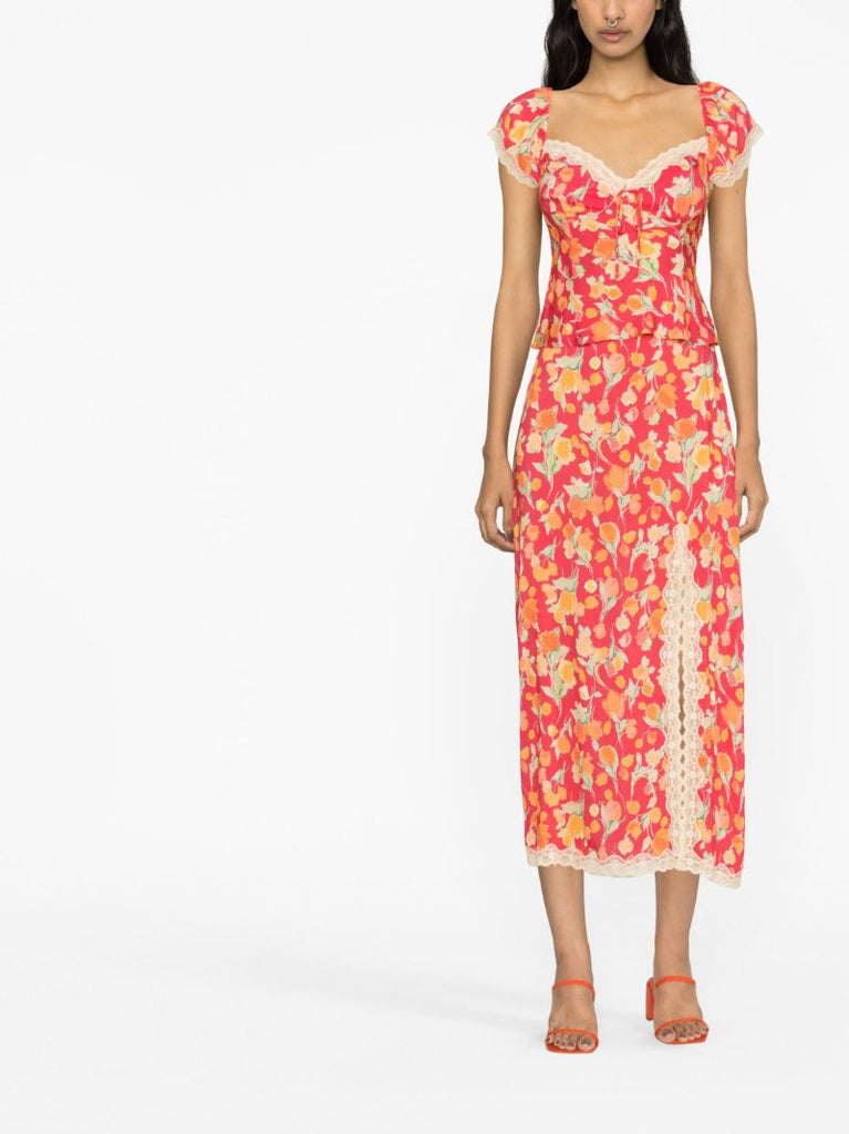 Red Rosella Floral Print Top