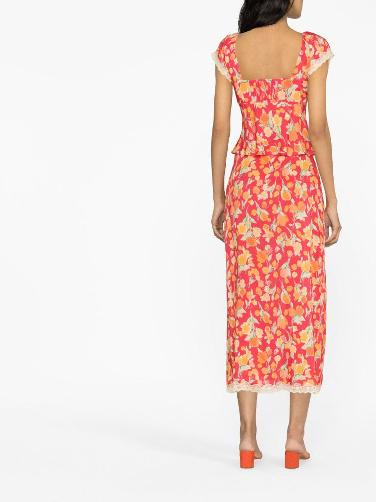 Red Rosella Floral Print Top