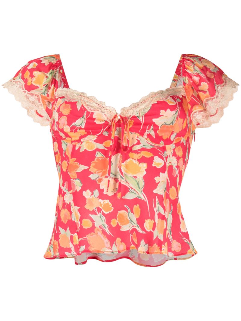 Red Rosella Floral Print Top