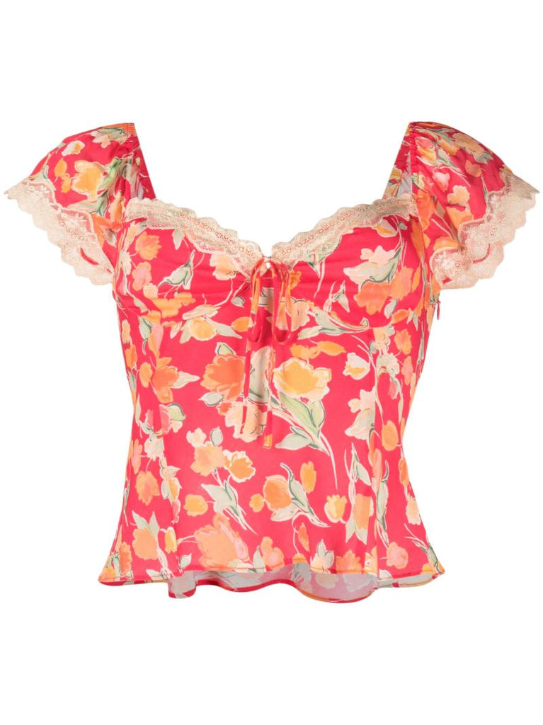 Red Rosella Floral Print Top