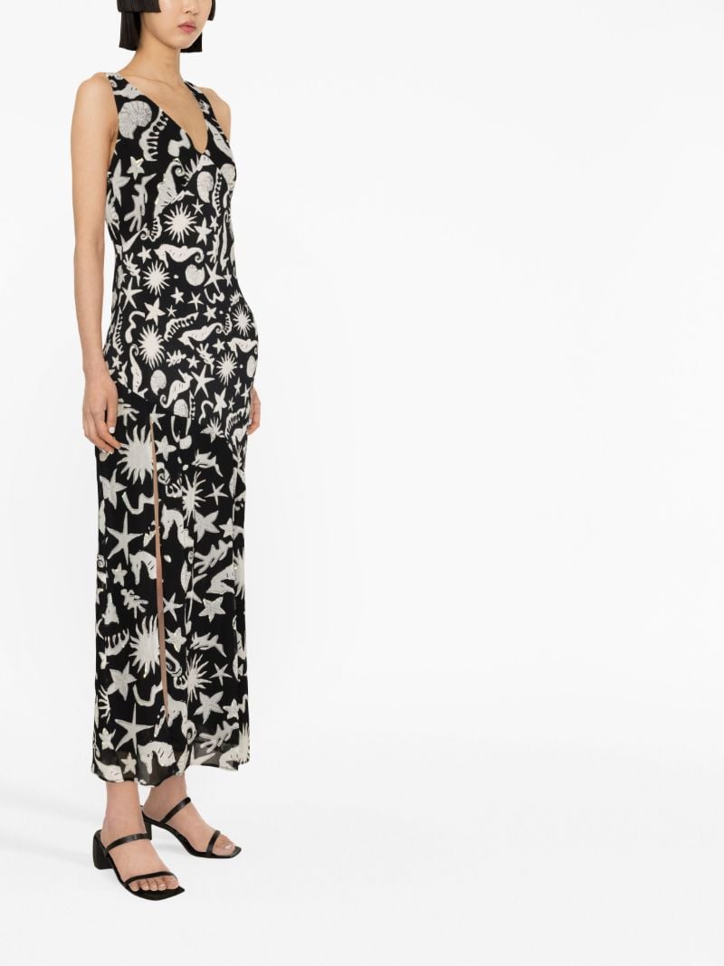 Black Moniq Oceanic Print Midi Dress