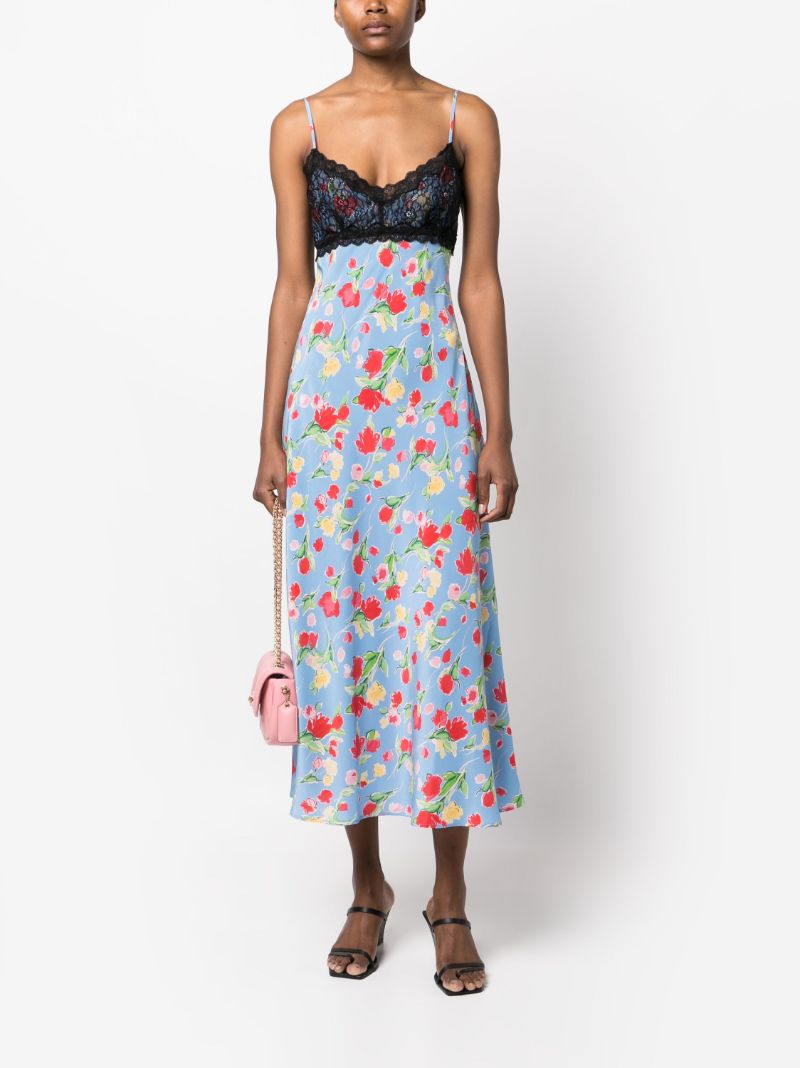 Blue Attiya Floral Print Midi Dress